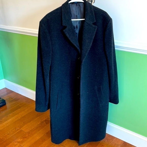 Men’s wool & cashmere Hathaway Platinum black coat - Picture 1 of 10